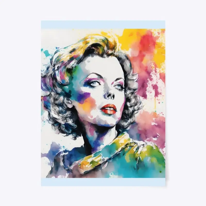 Vibrant Ida Lupino Color Splatter Art 