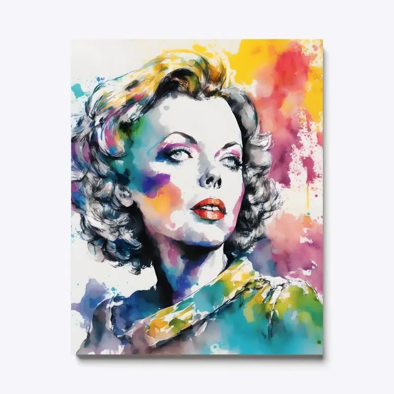 Vibrant Ida Lupino Color Splatter Art 