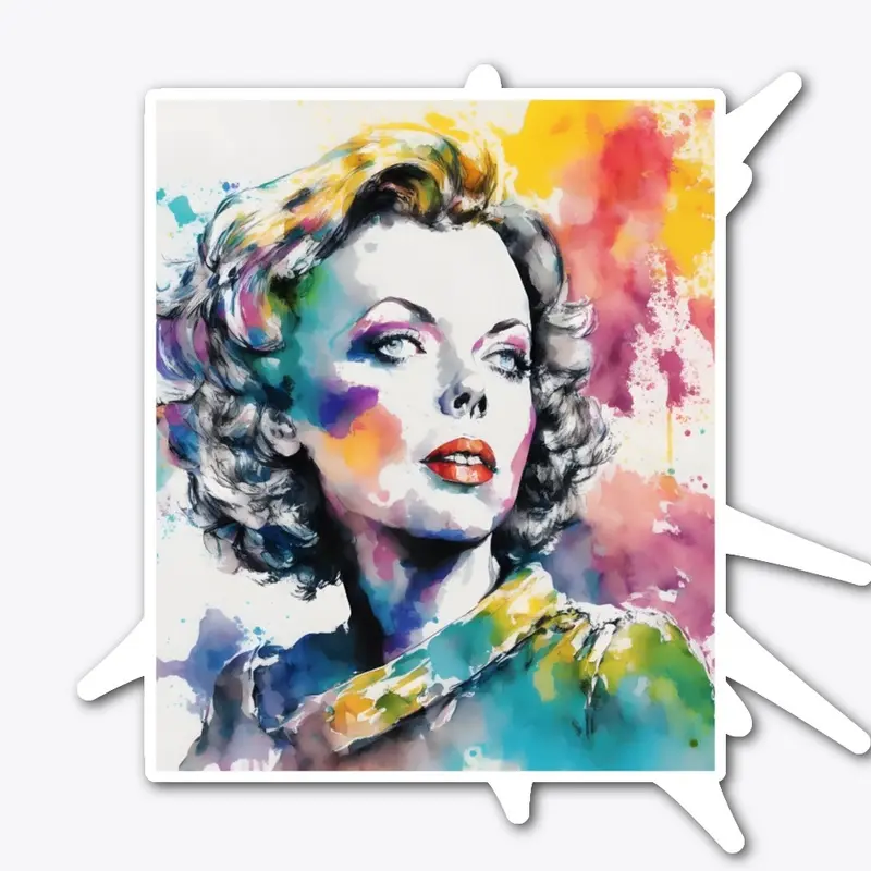 Vibrant Ida Lupino Color Splatter Art 